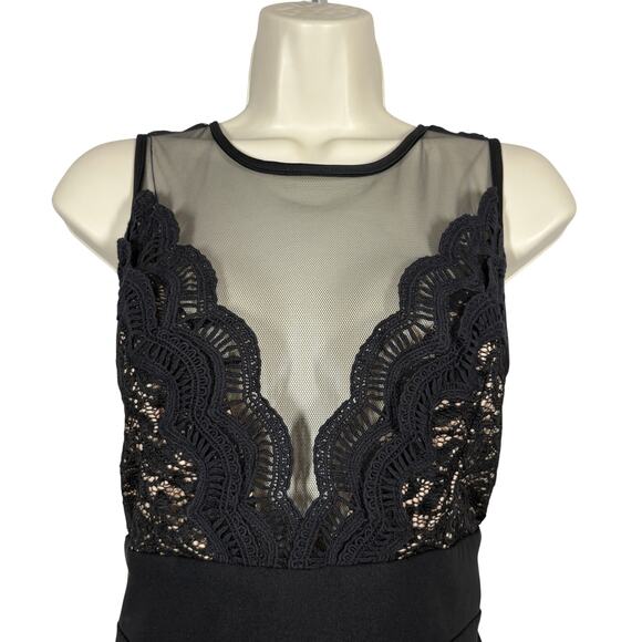 Trixxi Dress Lace Overlay Bodycon Prom Hoco Formal Event Black LBD - 9 - Picture 3 of 11